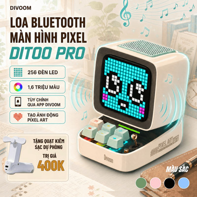 Loa Bluetooth Divoom 10W/15W DiToo Pro/ Plus, màn hình led tuỳ chỉnh, Hàng chính hãng, Bảo Hành 12 tháng