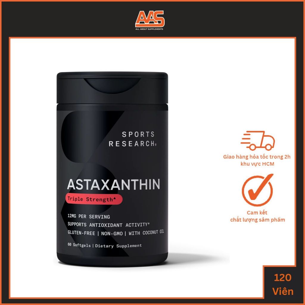 Viên uống Sports Research Astaxanthin 12mg 60 viên từ Mỹ