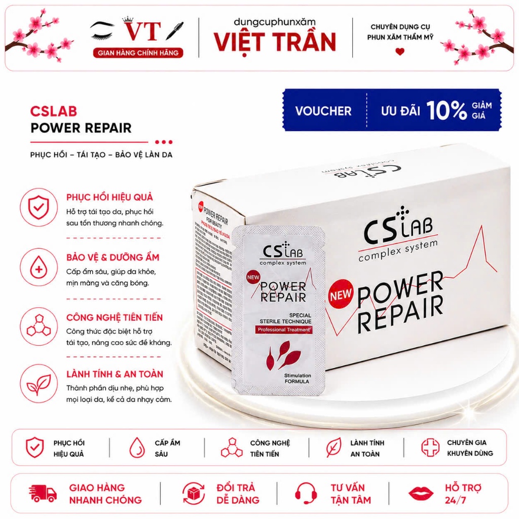 [Combo 50] Gói Dưỡng Môi Sau Phun Xăm CSLAB Power Repair, Phục Hồi Môi Mày, Chống Thâm Loang