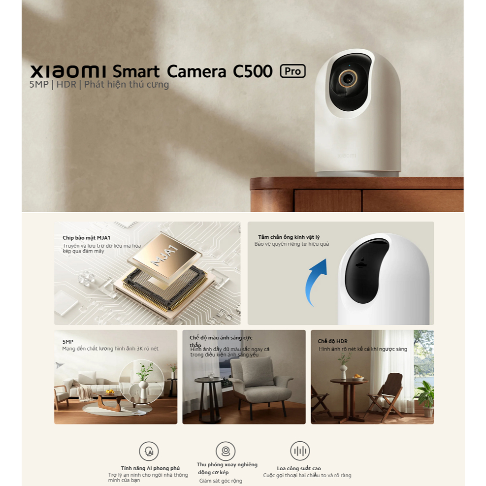 Camera IP 360 độ 5MP Xiaomi Mi Home Security C500 Pro