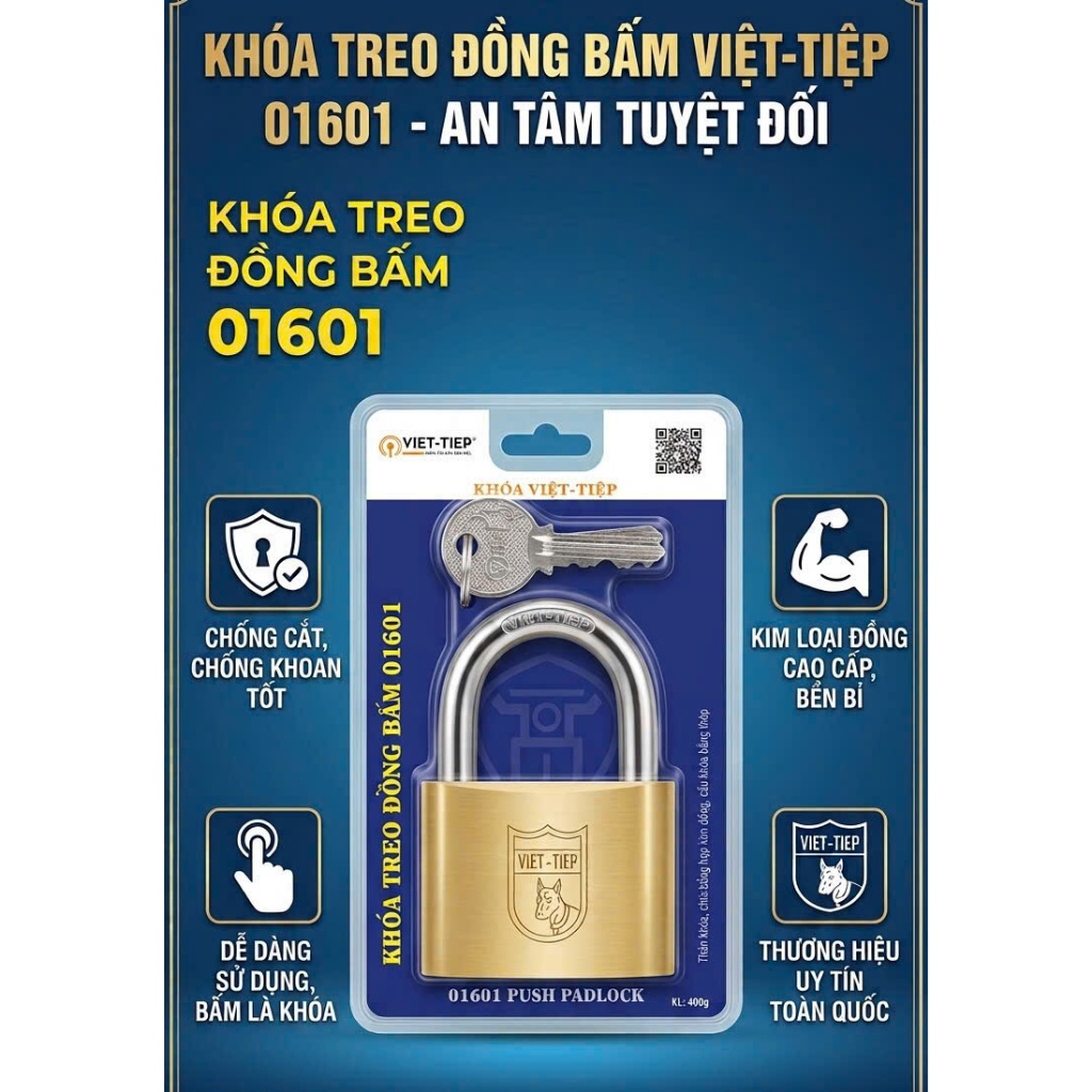 Khóa bấm Việt - Tiệp 01601 (6 phân bấm) chính hãng 100%