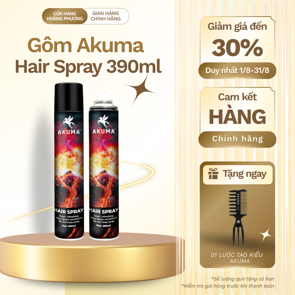 Gôm Xịt Giữ Nếp Tóc AKUMA HAIR SPRAY 390ml Hương Nước Hoa Chính Hãng Akuma