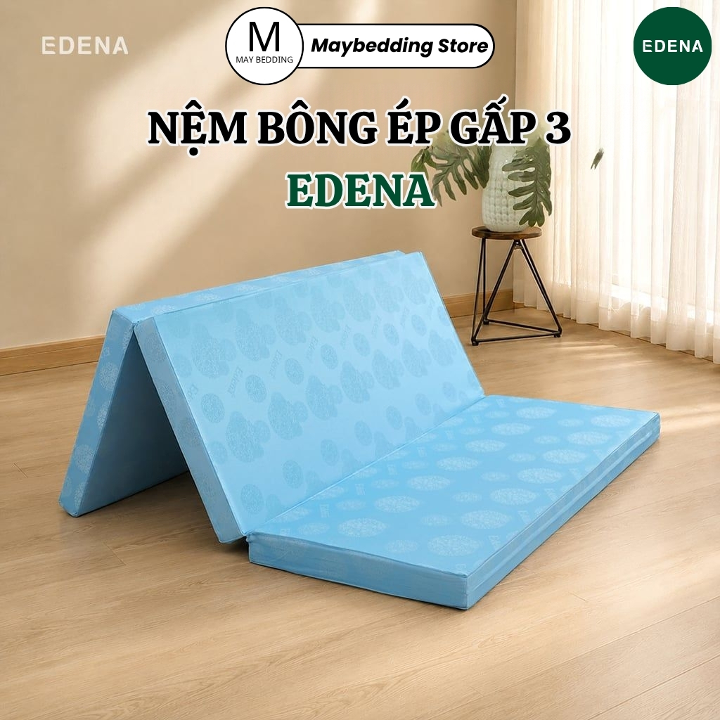 Nệm Bông Ép Edena, Nệm Gấp 3, Màu Sắc Ngẫu Nhiên - Cao Cấp, Chính Hãng
