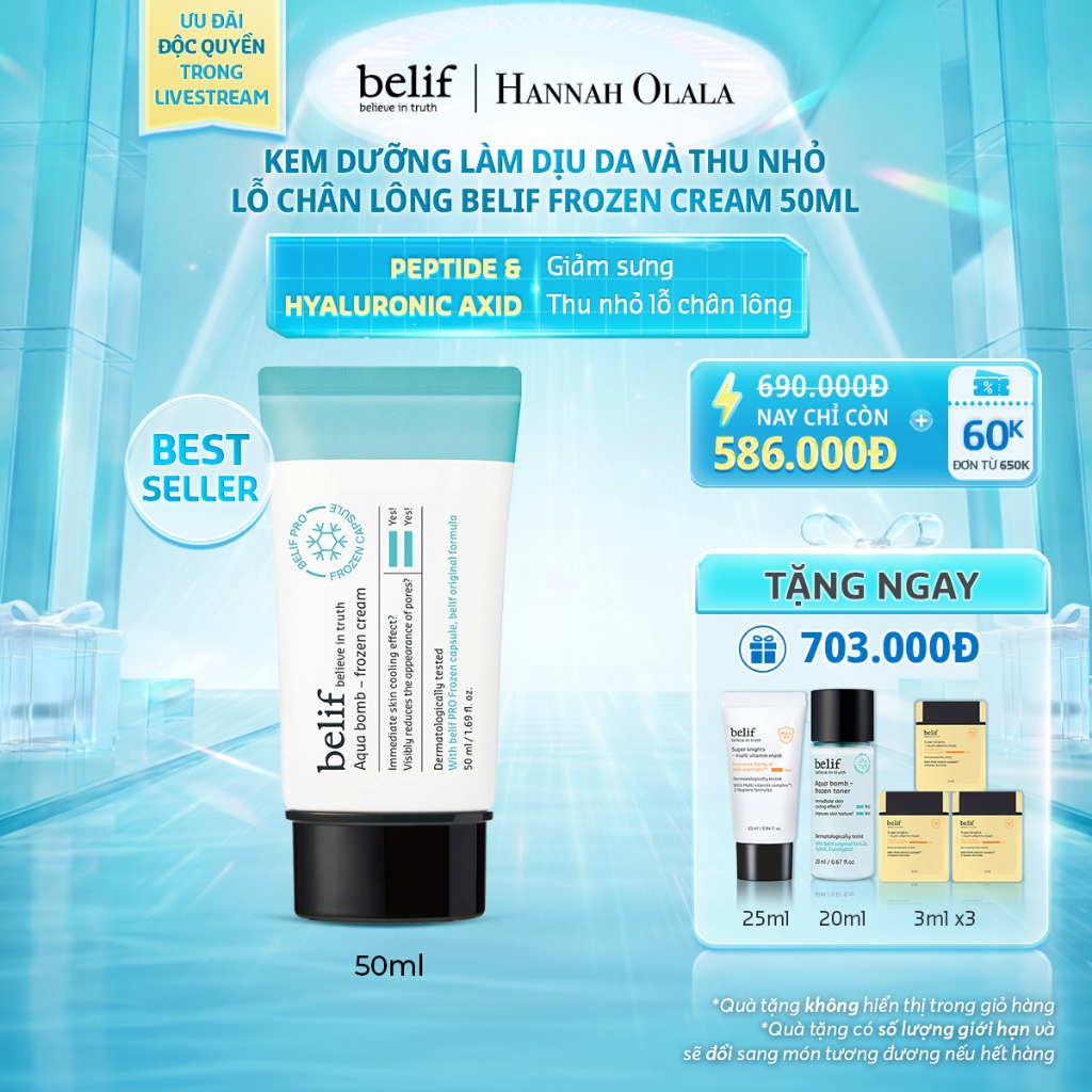 [belif Official daily] Kem dưỡng làm dịu da và thu nhỏ lỗ chân lông belif Frozen Cream 50ml