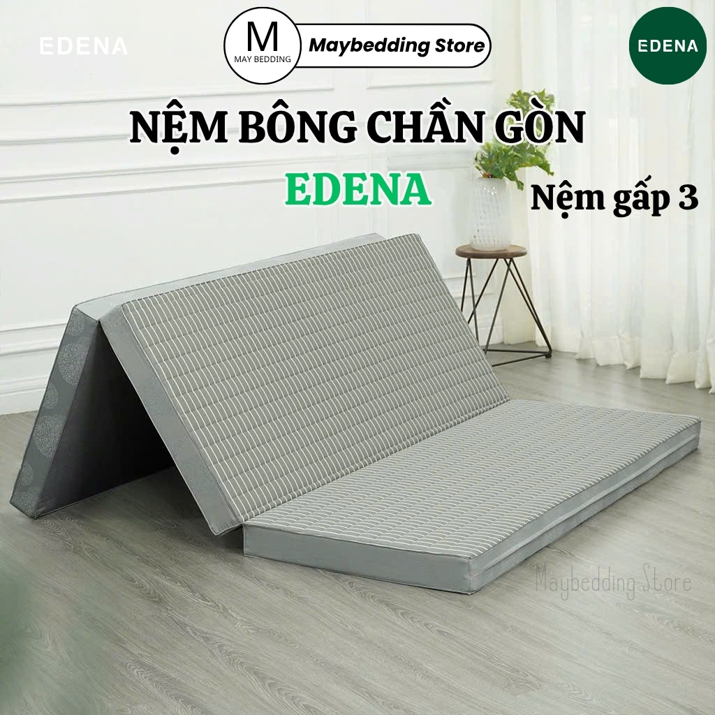Nệm Chần Gòn EDENA, Nệm Bông Ép Gấp 3,  Màu Sắc Ngẫu Nhiên - Cao Cấp, Chính Hãng