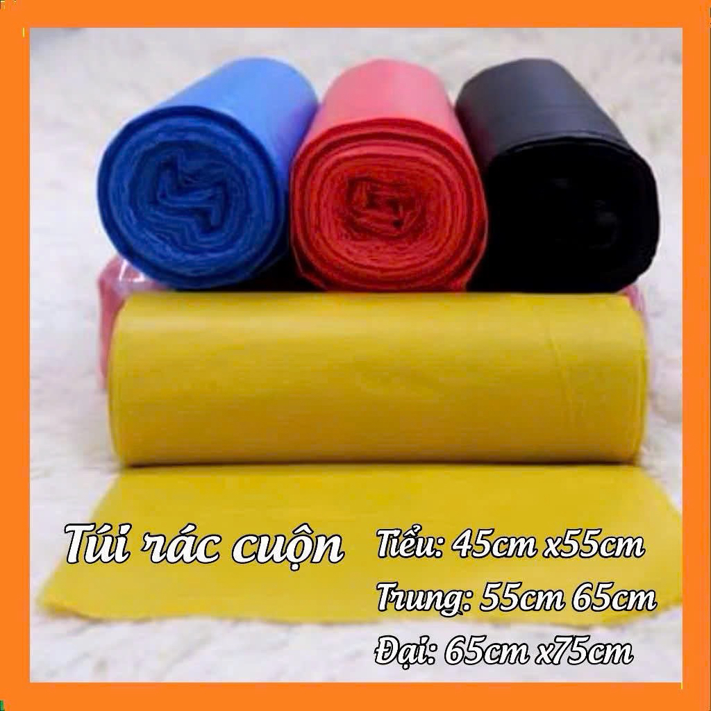 (Combo 15 cuộn =5 kg) túi rác cuộn  màu / túi rác cuộn  đen