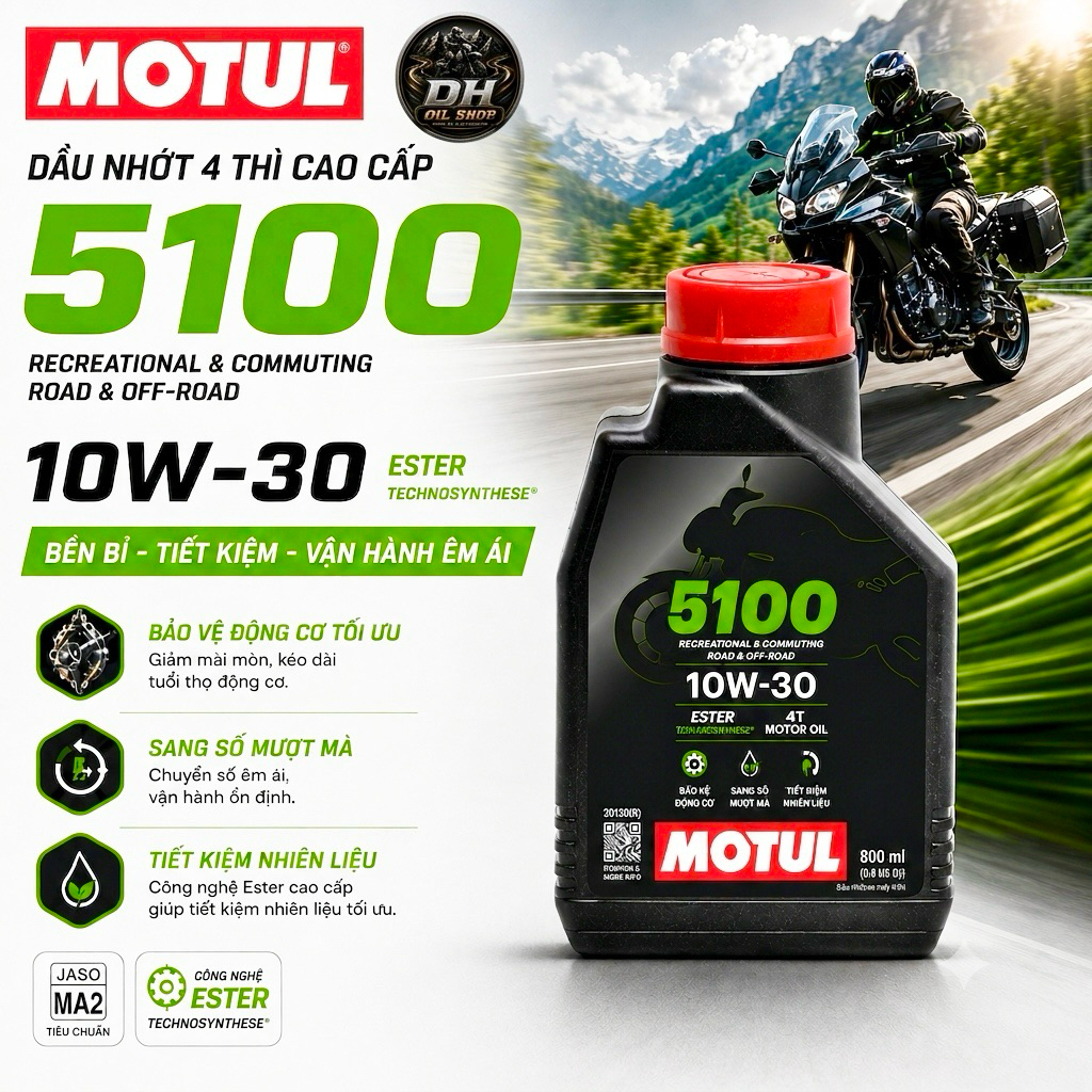Dầu nhớt Motul 5100 10w30 xe số , xe côn tay chính hãng API SP