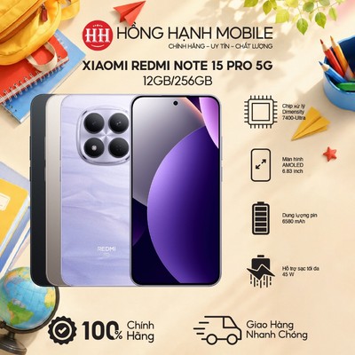 Điện Thoại Xiaomi Redmi Note 15 Pro 5G 12GB/256GB - Hàng Chính Hãng