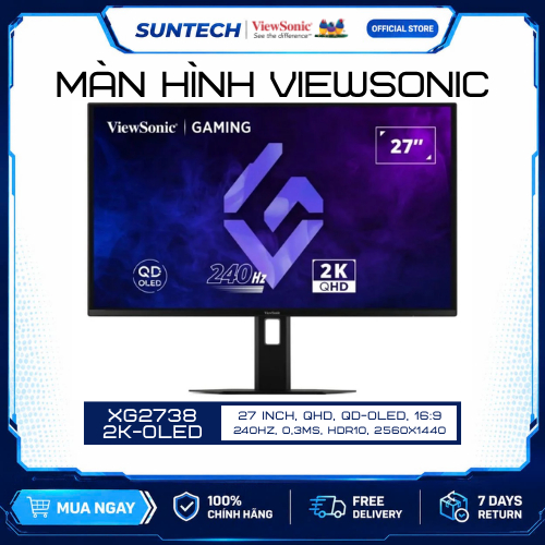 Màn Hình Gaming ViewSonic XG2738-2K-OLED 27 Inch 2K QHD QD OLED 240Hz 0.03ms HDR10 G Sync FreeSync D