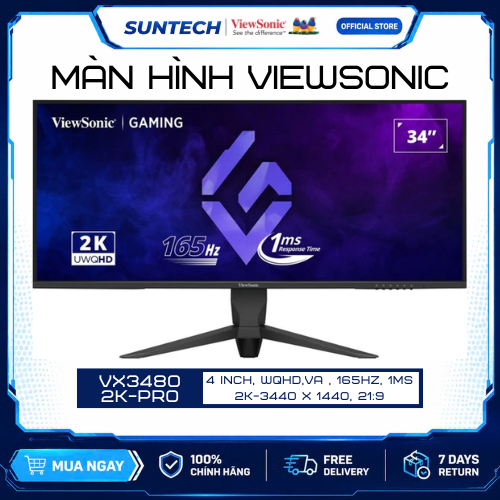 Màn Hình Ultrawide ViewSonic VX3480-2K-PRO 34 Inch 2K WQHD 21:9 VA 165Hz 1ms DP HDMI VESA Chính Hãng