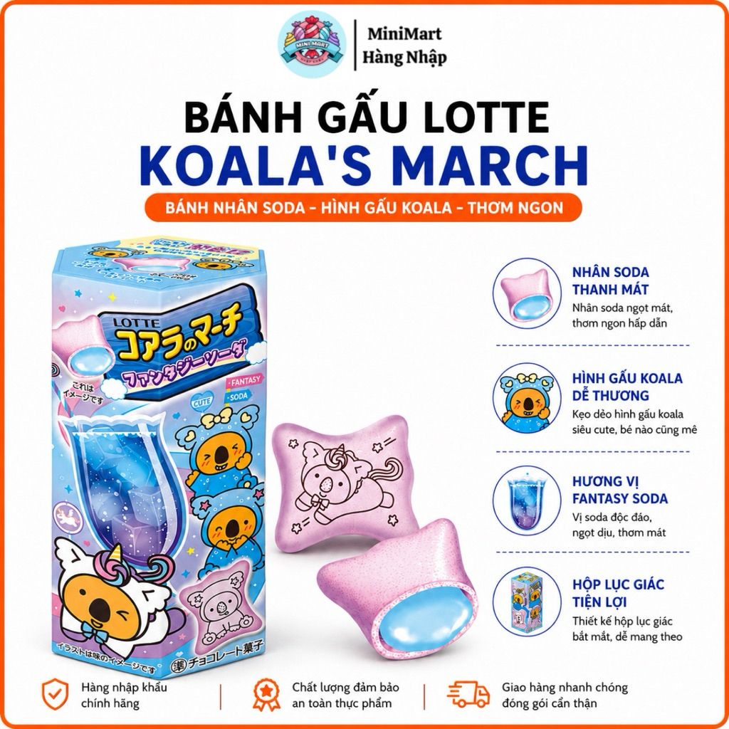 Bánh Gấu Lotte Koala’s March Nhật Bản – Bánh Quy Nhân Kem Socola Giòn Tan Hình Gấu Koala