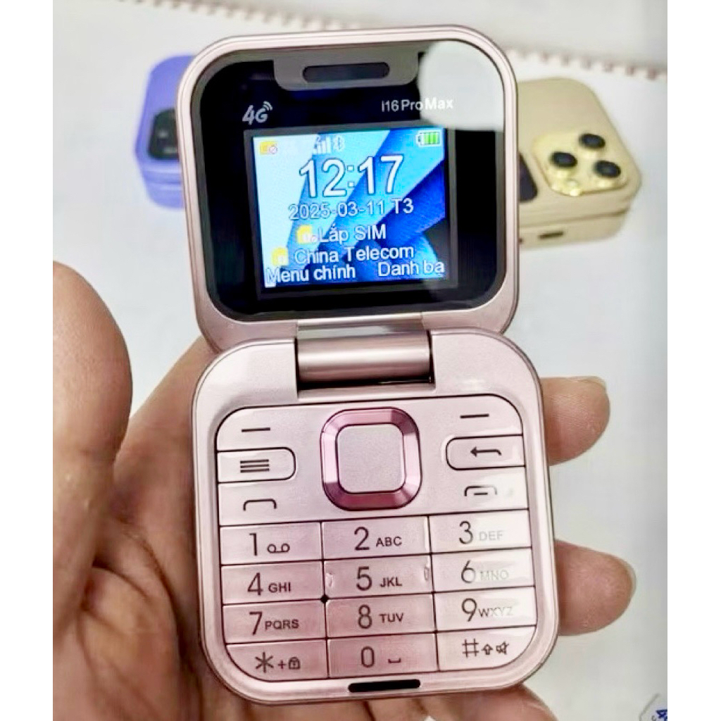 Điện thoại mini nắp gập I16 promax, 2 sim, 2 sóng, i17pro