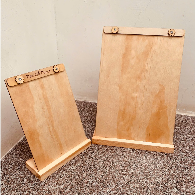 Bảng menu gỗ để bàn bằng gỗ Plywood nhập khẩu - đế gỗ nguyên khối( Free khắc logo)
