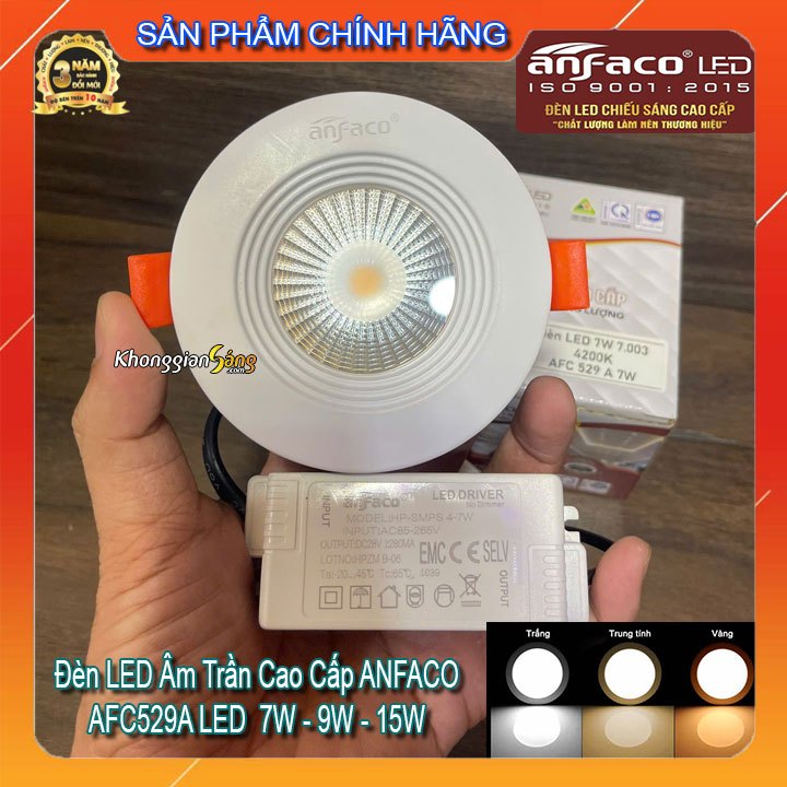 [CHÍNH HÃNG] ĐÈN LED ÂM TRẦN THÂN NHÔM CAO CẤP ANFACO AFC529A 7W - 9W - 15W