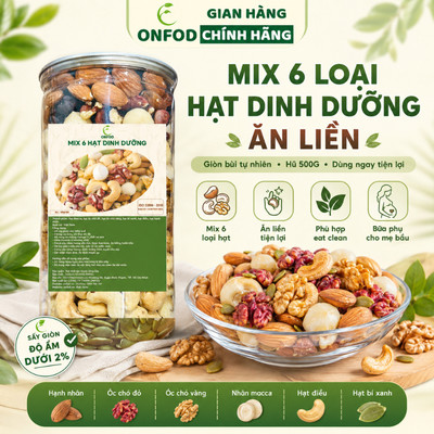 Hạt dinh dưỡng sấy chín ăn liền mix 6 loại ONFOD óc chó hạt điều macca hạnh nhân bí xanh