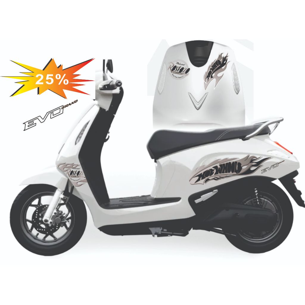 Tem Lửa dán Xe EVO 200 - EVO LITE NEO - EVO GRAND - EVO MAX  Mẫu tem lửa thiết kế đẹp , bền màu dễ d