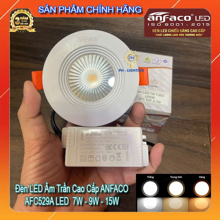 ĐÈN LED ÂM TRẦN THÂN NHÔM CAO CẤP ANFACO AFC529A 7W - 9W - 15W