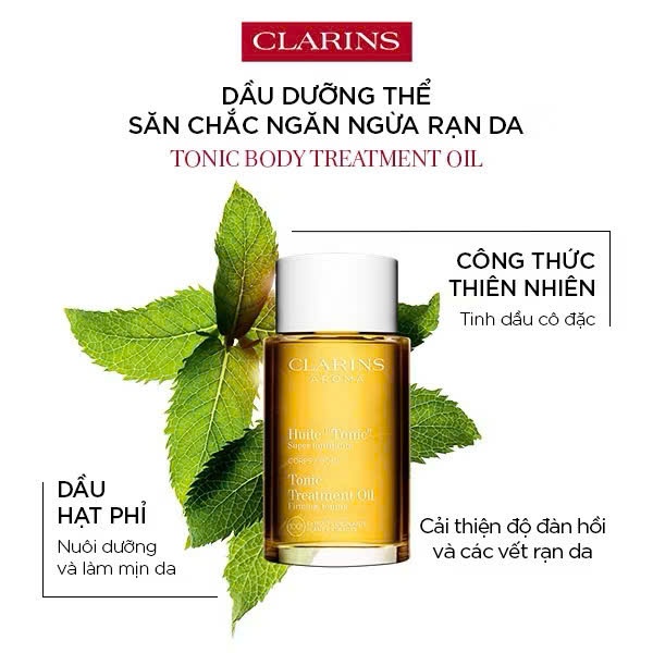 [Hàng Công Ty] Dầu dưỡng Clarins Tonic Body Treatment Oil 100ml giúp da mịn màng, săn chắc, ngăn ngừ