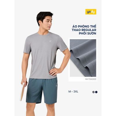 Áo Phông Nam Yody Thể Thao Regular Phối Sườn thấm hút co giãn MATS26S022