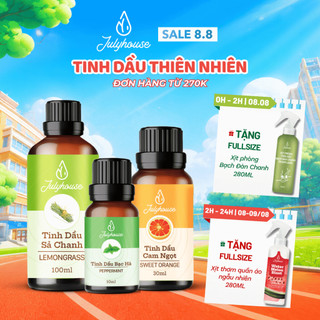 Tinh dầu sả chanh, bạc hà, cam ngọt, khuynh diệp thiên nhiên nguyên chất Julyhouse 30ml/50ml/100ml