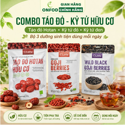 Combo táo đỏ tân cương kỉ tử đỏ kỷ tử đen tây tạng hữu cơ organic ONFOD healthy eat clean