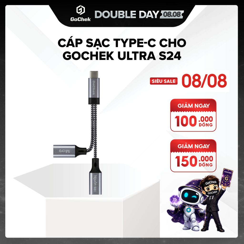 Cáp Chuyển Đổi Hỗ Trợ Sạc Và Mic GoChek – Thiết Kế Tiện Lợi, Quay Video/Livestream