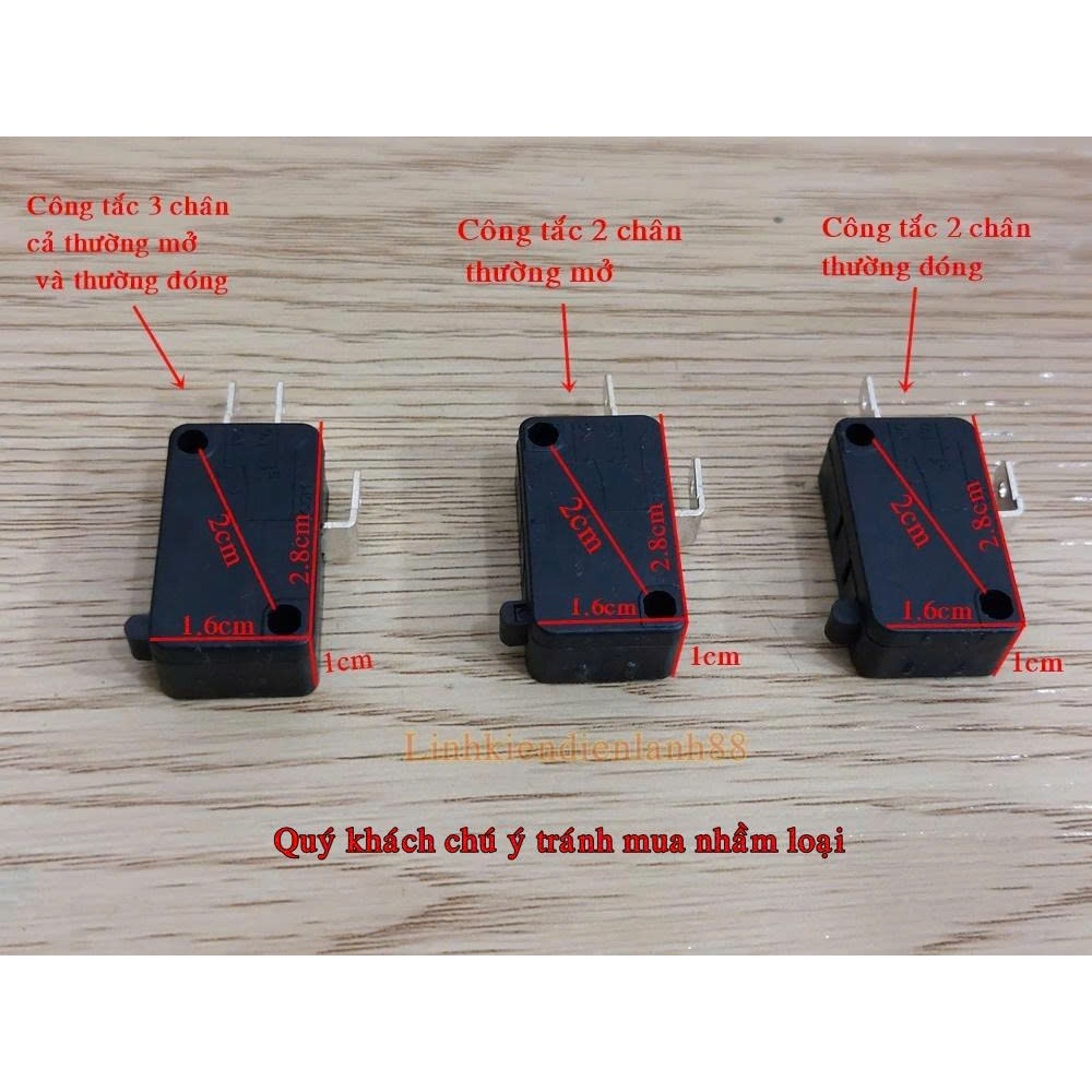 Sản phẩm Công tắc 2 chân thường đóng, 2 chân thường mở, 3 chân đóng_mở 16A 250V mới.