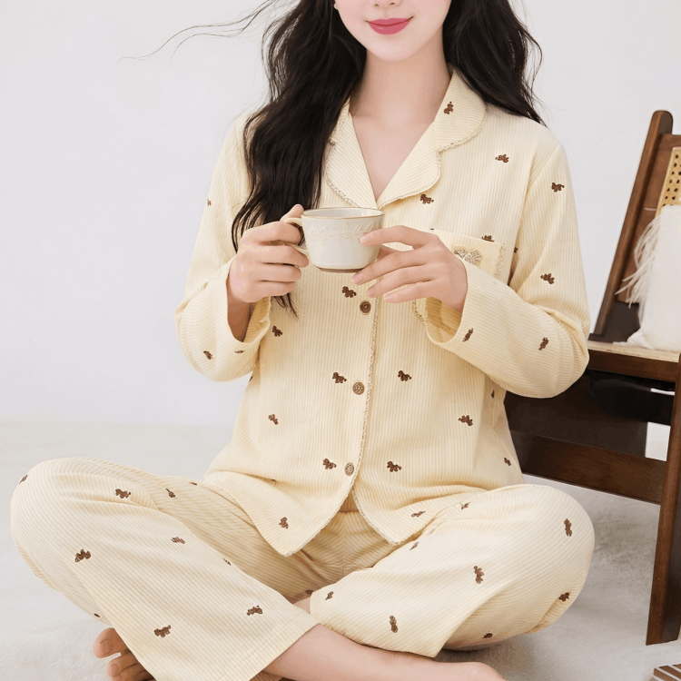 [JANE STORE] Set Bộ Đồ Pijama Dài Kẻ - Chất Liệu Đũi Nhẹ, Mềm Thoải Mái QH10