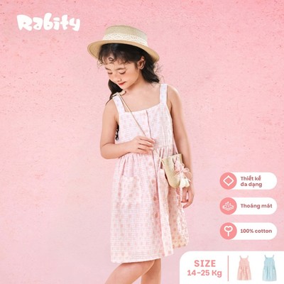Đầm thô hai dây hoa nhí bé gái Rabity 954.003