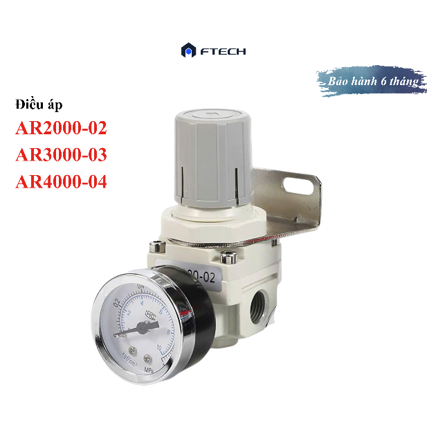 Van Điều Áp Khí Nén AR2000-02 AR3000-03 AR4000-04 | Bộ Điều Chỉnh Áp Suất Có Đồng Hồ