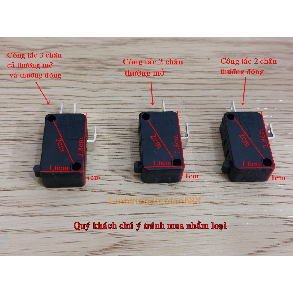 Công tắc 3 chân,2 chân thường mở,thường đóng 16A 250V (thường dùng trong nồi cơm,công tắc cửa lò vi 