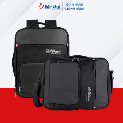 Cặp đa năng Mr Vui CDN 455 xám đen ngăn laptop 14.6 inch phù hợp đi học, đi làm