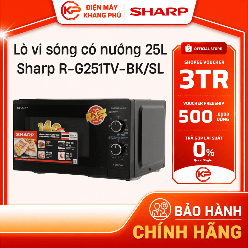 Lò vi sóng có nướng 25L Sharp R-G251TV-BK/R-G251TV-SL