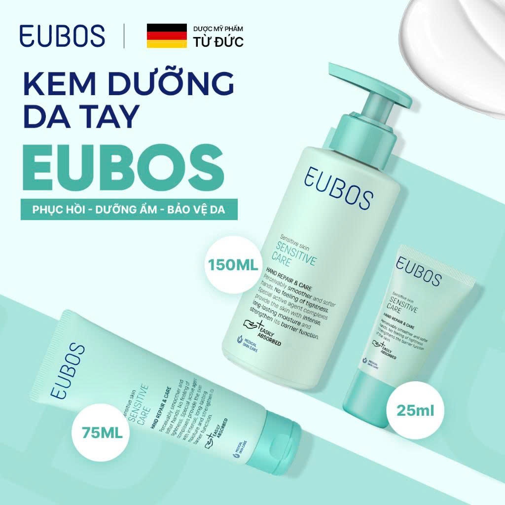 COMBO 4 Kem dưỡng da tay EUBOS SENSITIVE CARE HAND REPAIR & CARE 25ml