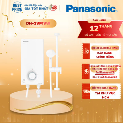 DH-3VP1VW Máy Nước Nóng Trực Tiếp Panasonic – 3500W, Có Bơm Trợ Lực, An Toàn Tuyệt Đối DH-3VP1VW
