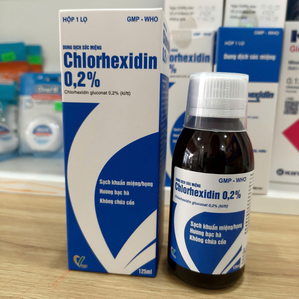 Nước súc miệng CHLORHEXIDINE 0.2% Kháng khuẩn, chăm sóc nướu, vệ sinh răng miệng 125ml