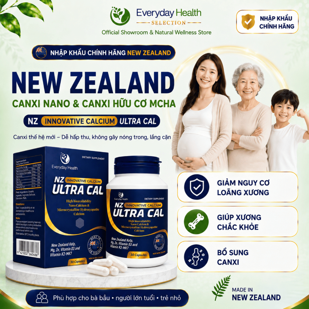 Viên Uống Canxi Nano Hữu Cơ Everyday Health NANO NZ-ULTRA CAL – Dễ Hấp Thu Cho Bà Bầu và người thiếu