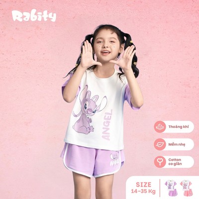   Đồ bộ thun tay ngắn Stitch Disney bé gái Rabity 560.059