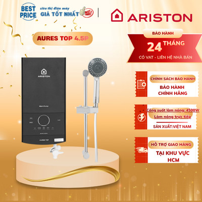 AURES TOP 4.5P Máy nước nóng Ariston có bơm (làm nóng trực tiếp) 4500W AURES TOP 4.5P