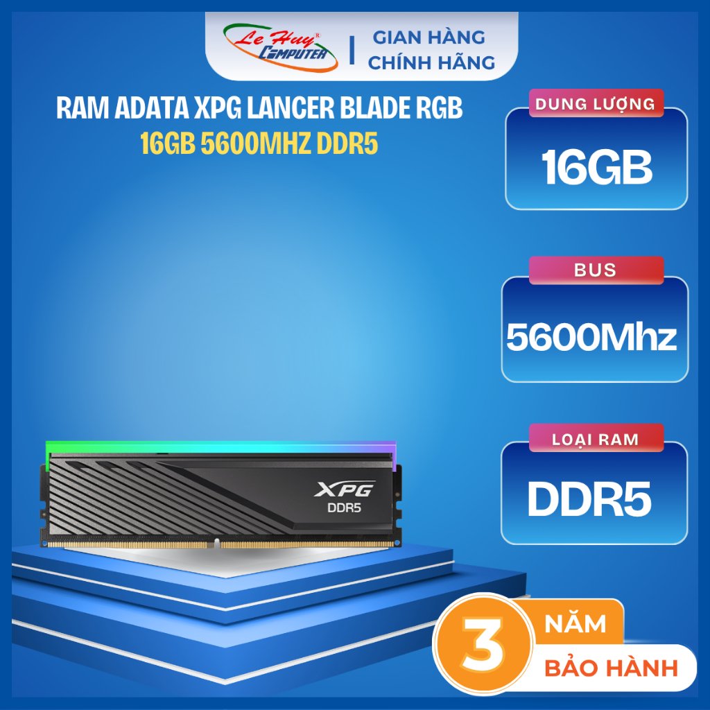 Ram Adata XPG Lancer Blade RGB 16GB 5600Mhz DDR5 Black