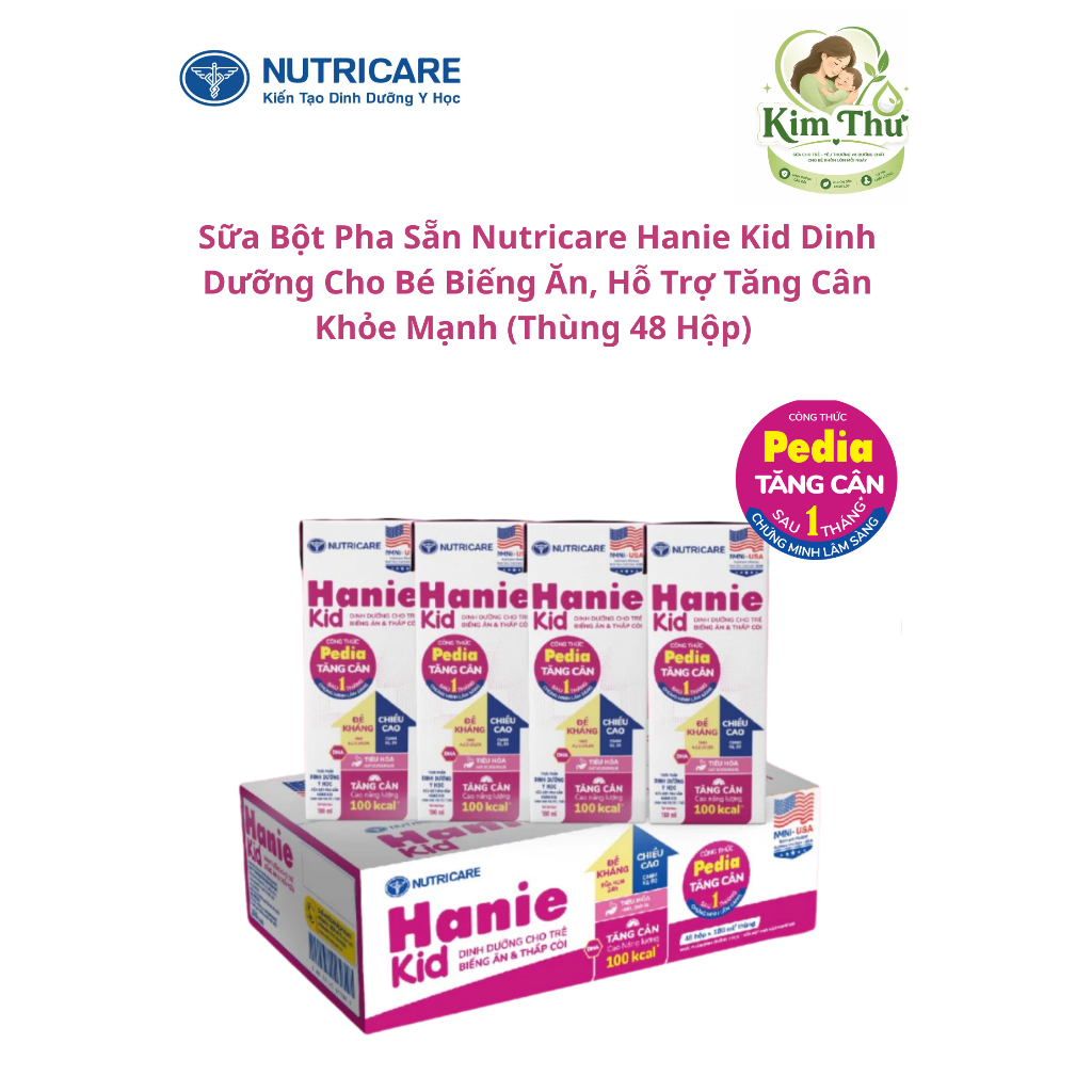 Sữa Pha Sẵn Hanie Kid 110ml Nutricare Chính Hãng Cho Bé - Thùng 48 Hộp