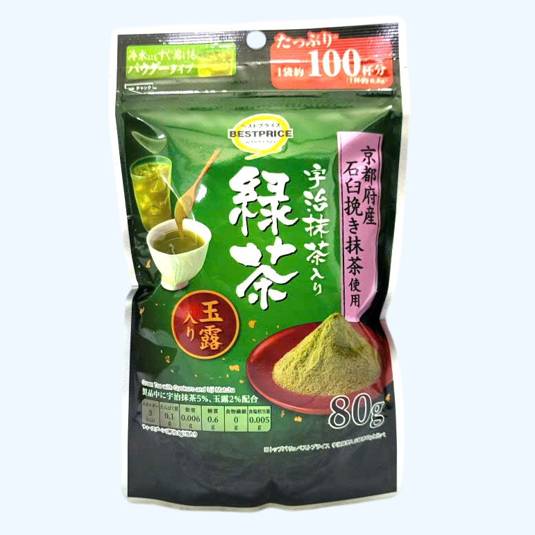 TOPVALU -- Gói 80g -- TRÀ XANH VỚI GYOKURO VÀ UJI MATCHA NHẬT BẢN Green Tea