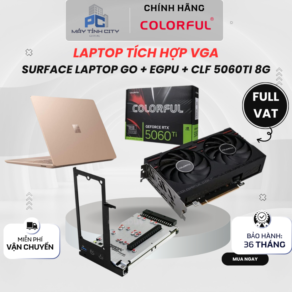 [FV]Laptop tích hợp vga 5060Ti 8G Colorful Gaming DUO 8GB + Dock eGPU OcuLink ADT-Link F9G + Surface