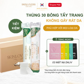 Thùng 30 Bông Tẩy Trang SKINLOVERS Cotton Tự Nhiên Thấm Hút Tốt Mềm Mịn Lành Tính Mọi Loại Da