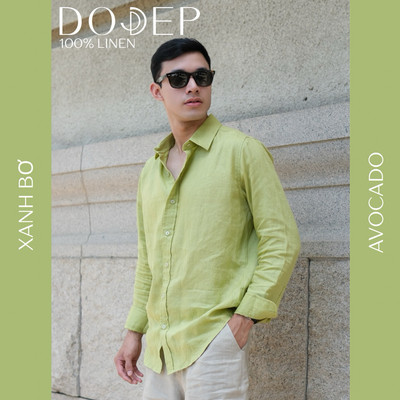 DODEP Áo sơ mi nam linen 100% tay dài