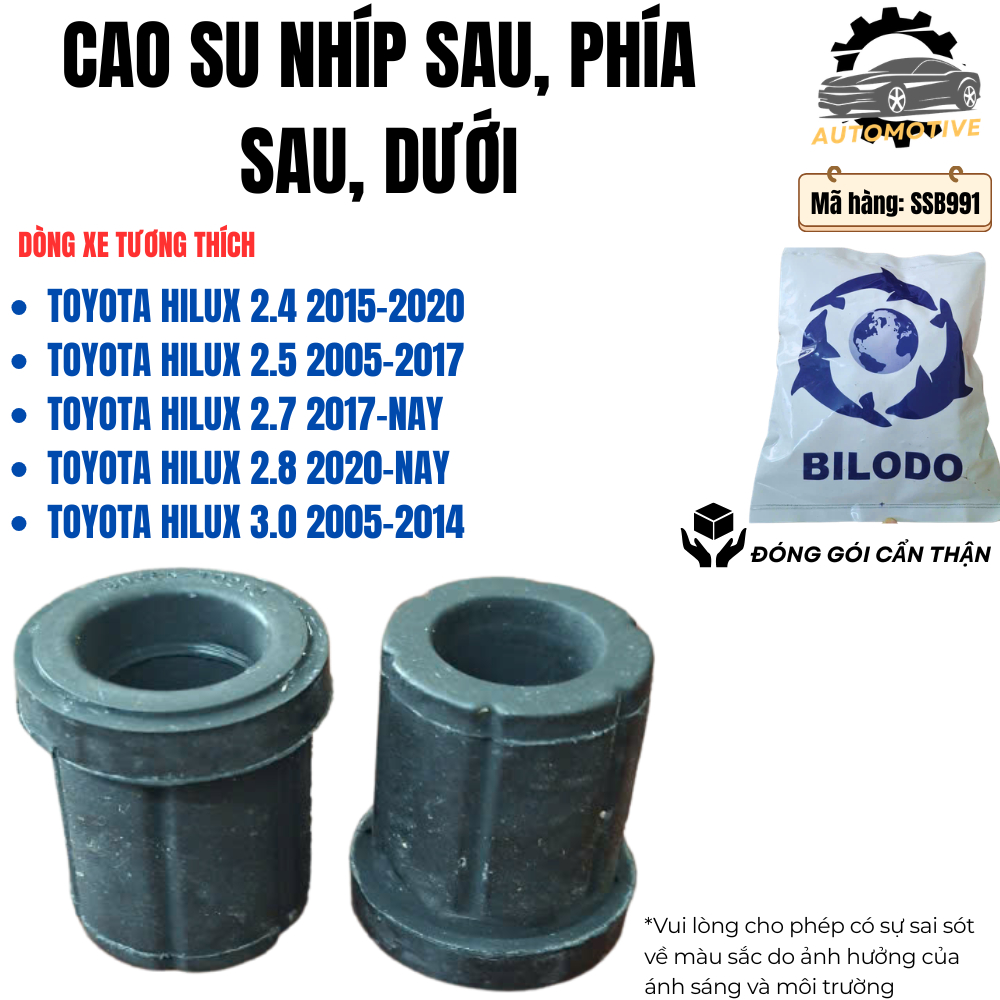 Cao Su Nhíp Sau Phía Sau Dưới: Toyota Hilux 2.4,Toyota Hilux 2.5 ,Toyota Hilux 2.7 ,Toyota Hilux 2.8