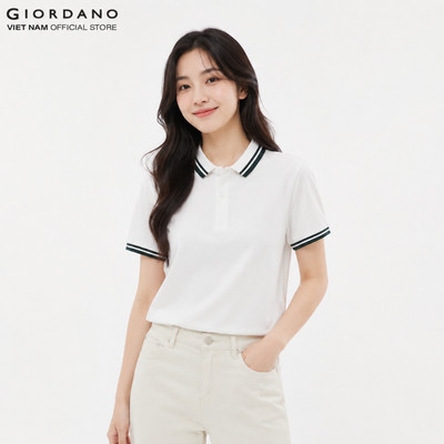 GIORDANO Áo Thun Nữ Có Cổ Trơn Lycra Polo 5315018
