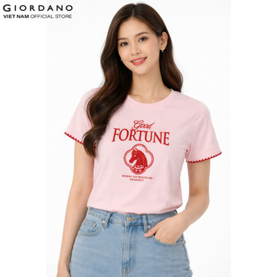 GIORDANO Áo Thun Nữ Ngắn Tay Thêu Hình CNY Print Tee 5396273-67