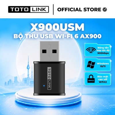 [Hoả Tốc] Bộ thu USB Wi-Fi TOTOLINK X900USM - USB chuẩn Wi-Fi 6 AX