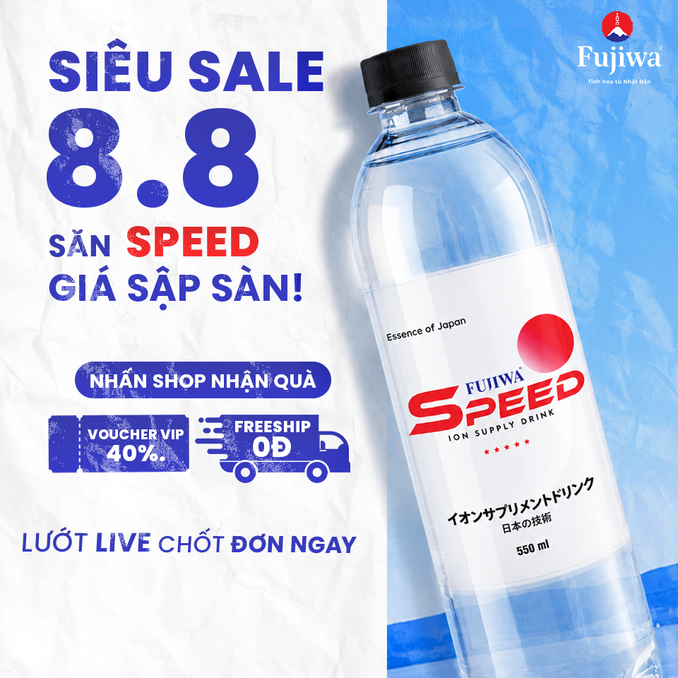 Thùng 24 Chai Nước Ion Fujiwa Speed 550mL Điện Giải Bù Khoáng Hồi Phục Năng Lượng Sau Luyện Tập